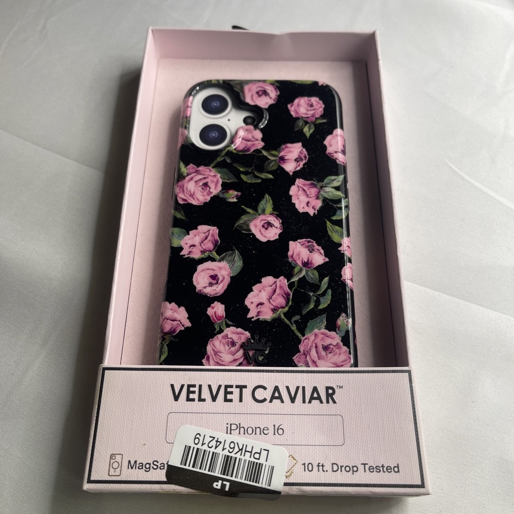 Velvet Caviar Shockproof Anti-Scratch MagSafe Case iPhone 16 Black Pink Floral